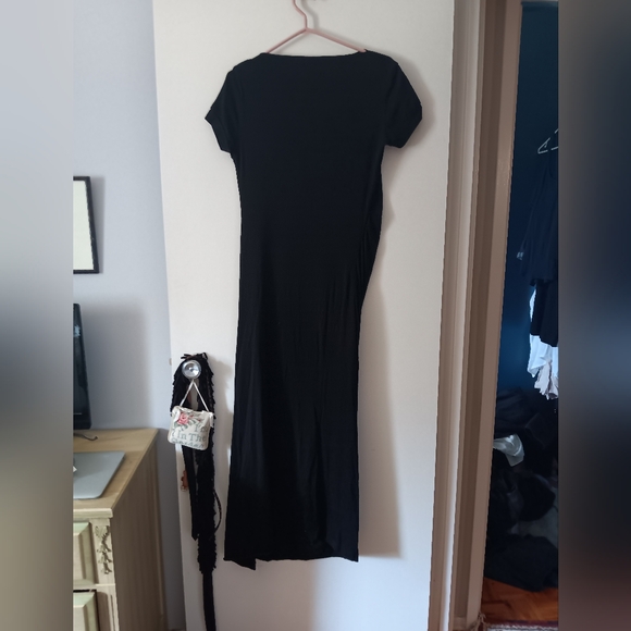 BRUNELLO CUCINELLI Black Stretch Wool Asymmetric Drapey Dress 10 - Picture 3 of 7